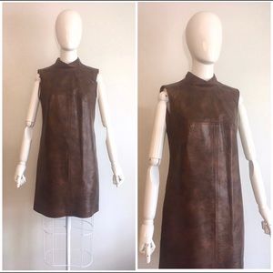 Vintage 1960s Leather Mod Mini Shift Dress Lili